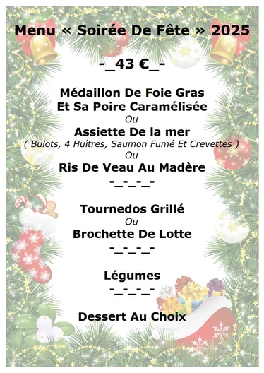 Menu Soirée Spécial fêtes 