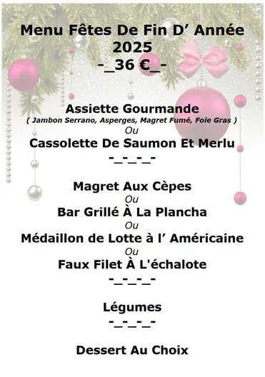 Menu du midi Spécial fêtes 